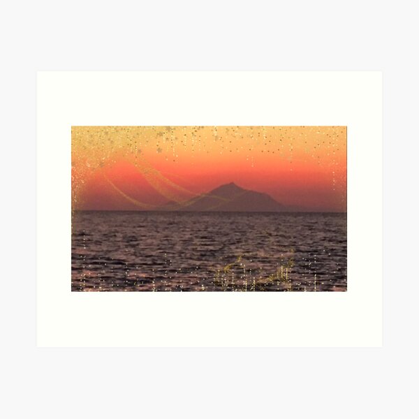 Item preview, Greek Sunset Mount Athos designed and sold by BlushingApricot.