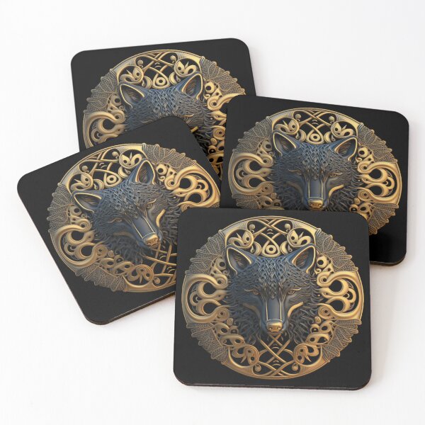 Artikelvorschau, Wolf glänzendes Metall Gold Art.-Nr entworfen und verkauft von deluxelion.