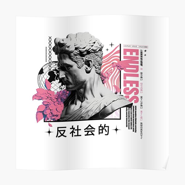 Design grec inspiré du streetwear japonais Poster