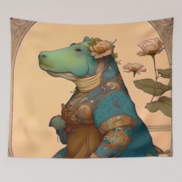 Item preview, Art Nouveau Anthropomorphic Hippo designed and sold by entwithanaxe.