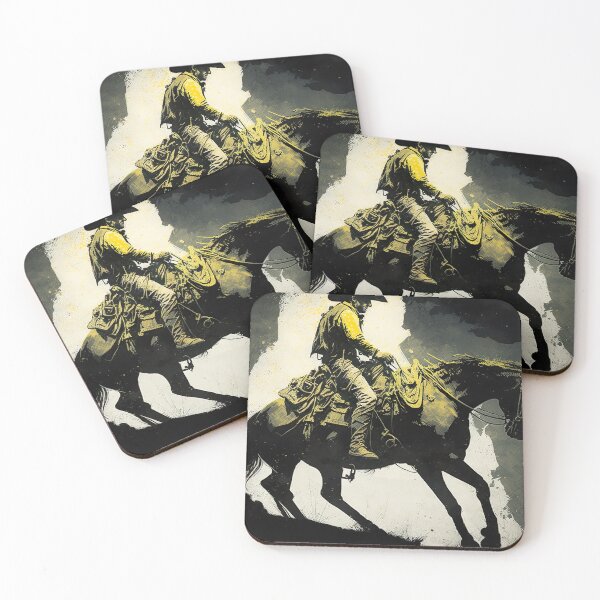 Item preview, Cowboy on a Horse Yellow Gray Dark Shades Art designed and sold by ArtfulAmbitions.