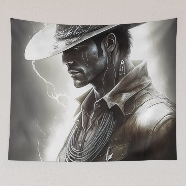 Item preview, Cowboy Black and White Drawing designed and sold by ArtfulAmbitions.