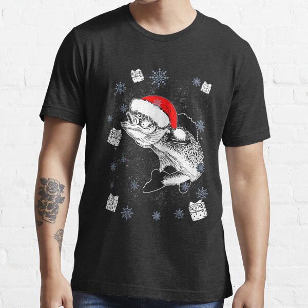 Christmas Ice Fishing Through Snow Fishing Ugly Christmas Sweate Mens Black  Graphic Tee - Design By Humans 5XL 