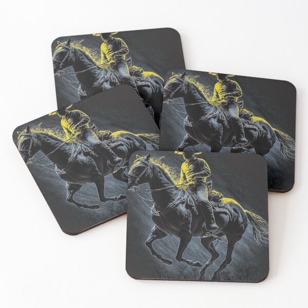 Item preview, Horse Riding Modern Cowboy Shades of Blue and Yellow designed and sold by ArtfulAmbitions.