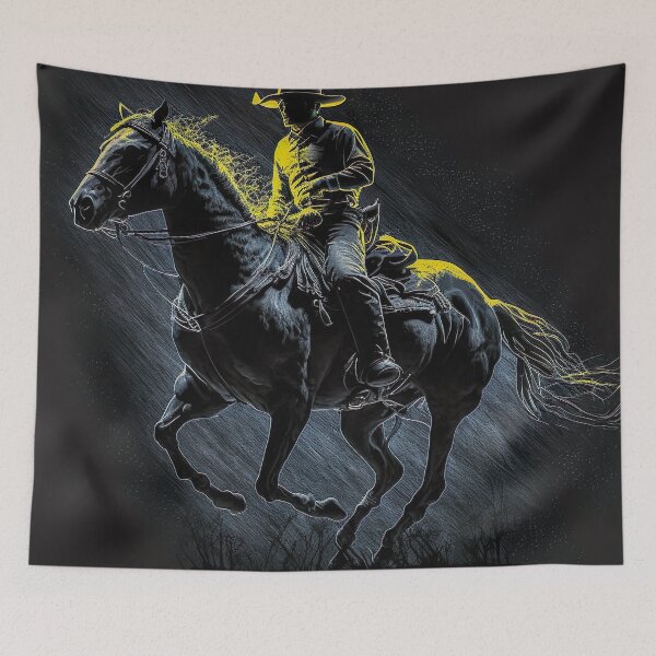 Item preview, Horse Riding Modern Cowboy Shades of Blue and Yellow designed and sold by ArtfulAmbitions.