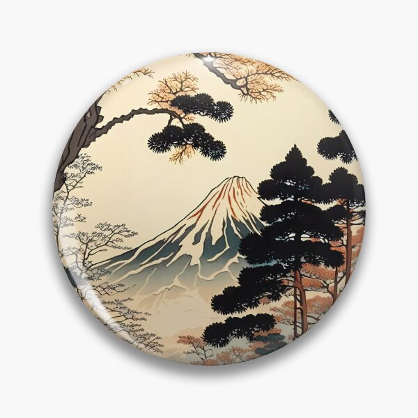 Item preview, Ukiyo e style painting of Mount Fuji with large green trees designed and sold by Powercat Graphic Arts.