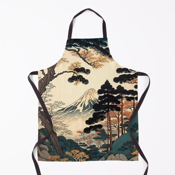 Item preview, Ukiyo e style painting of Mount Fuji with large green trees designed and sold by Powercat Graphic Arts.