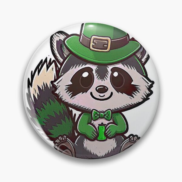 Aperçu de l'œuvre Raton laveur irlandais portant un chapeau vert pour la St Patricks Day créée et vendue par knuppify.
