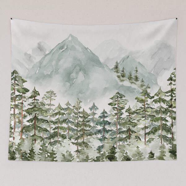 Item preview, Pinery and Mountains Watercolor designed and sold by Nature Hues.
