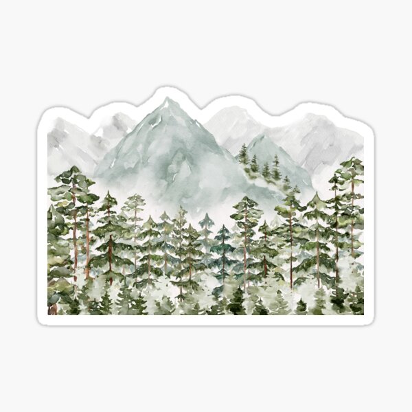 Pinery and Mountains Watercolor Sticker