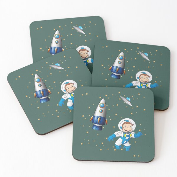 Item preview, George  the curious monkey astronaut cartoon in space scene for childrens room . designed and sold by LukePritchard.