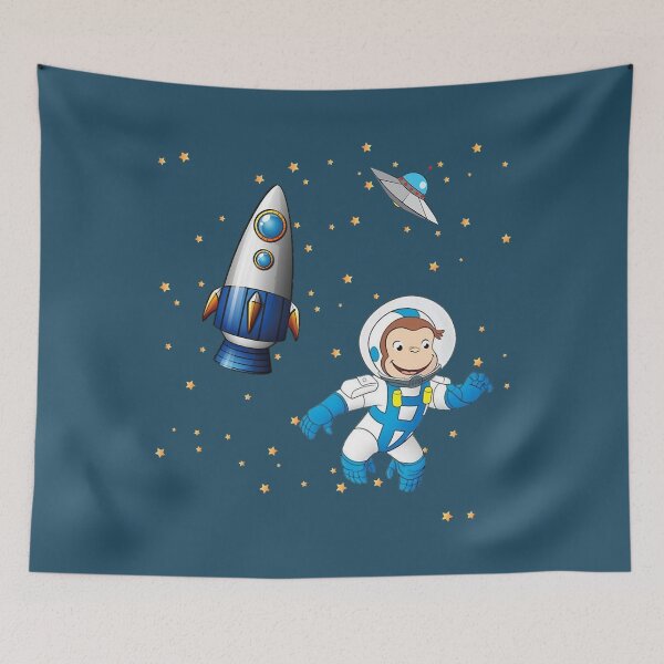 Item preview, George  the curious monkey astronaut cartoon in space scene for childrens room . designed and sold by LukePritchard.