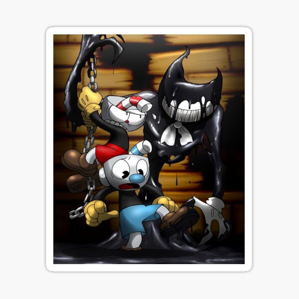 Cuphead Mugman & Bendy Fan Art Sticker 