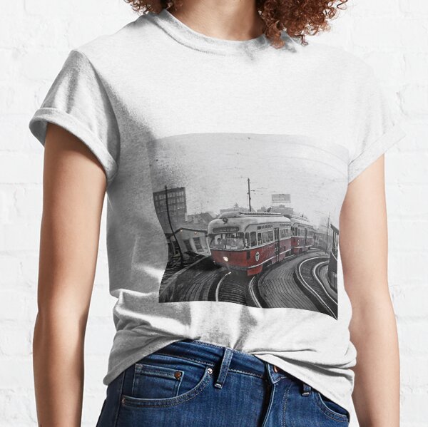 Boston streetcar running over a bridge Classic T-Shirt