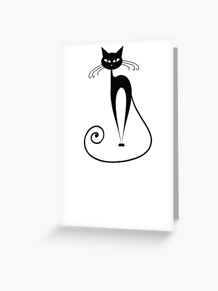 Carte De Vœux Silhouette De Chat Noir Par Kudryashka Redbubble