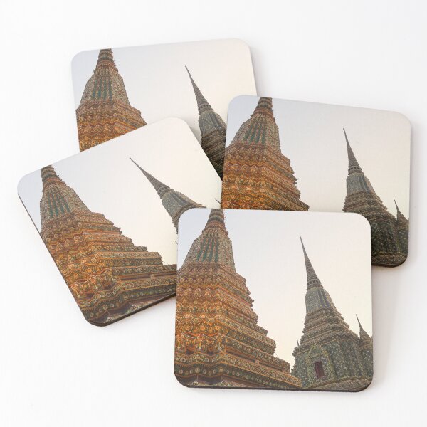 Item preview, Third view of two stupa against sky at Wat Pho designed and sold by kall3bu.