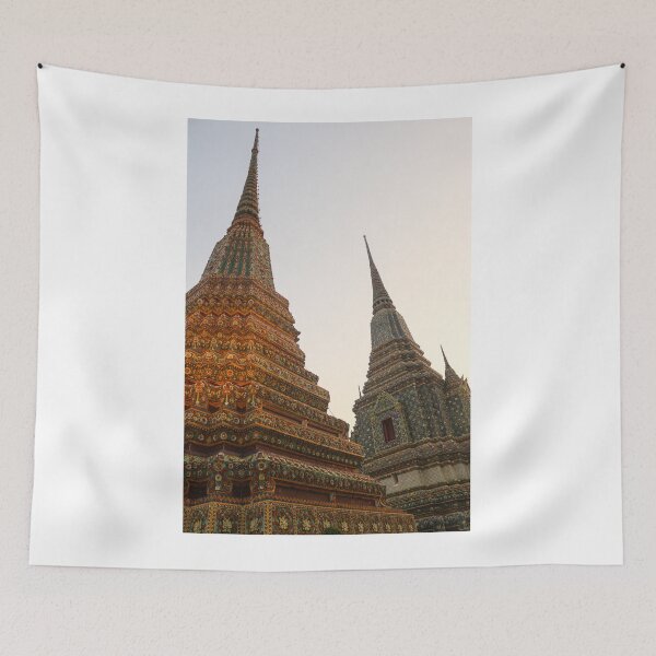 Item preview, Third view of two stupa against sky at Wat Pho designed and sold by kall3bu.