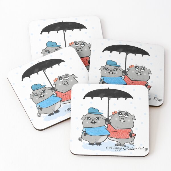 Item preview, Cute pigs - happy rainy day  designed and sold by Shirley cute art .