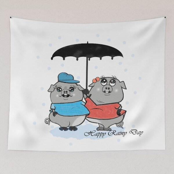 Item preview, Cute pigs - happy rainy day  designed and sold by Shirley cute art .