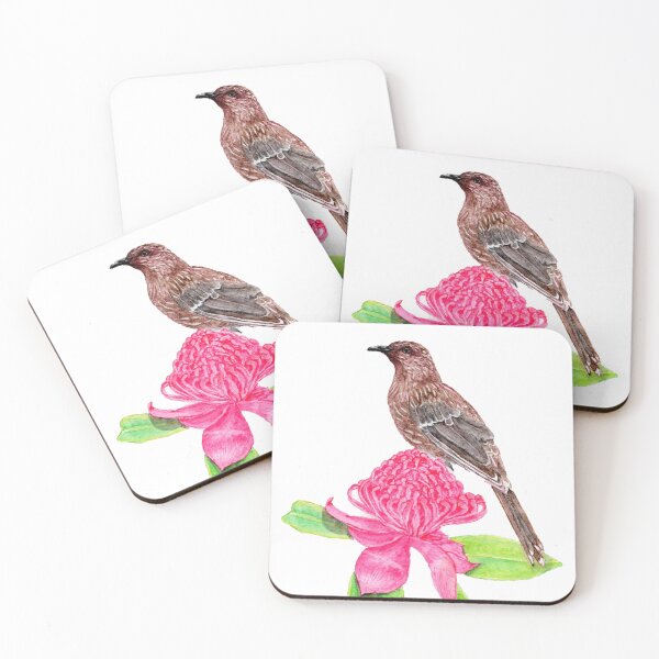 Item preview, Wattlebird on Waratah designed and sold by EmmaPilgrimArt.