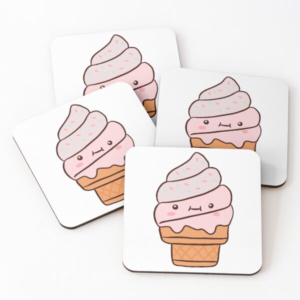 Item preview, Kawaii ice cream cone strawberry illustration  designed and sold by Yarafantasyart.