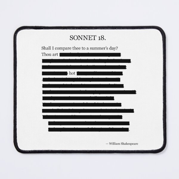 Item preview, Redacted Sonnet 18 designed and sold by zarazarazara.