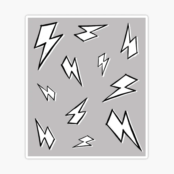 sketchy-black-and-white-lightning-thunder-bolt-pattern-on-grey-sticker-for-sale-by-onethreesix-redbubble for Free Printable Lightning Bolt Template Sketchy Black and White Lightning,Thunder Bolt Pattern on Grey
