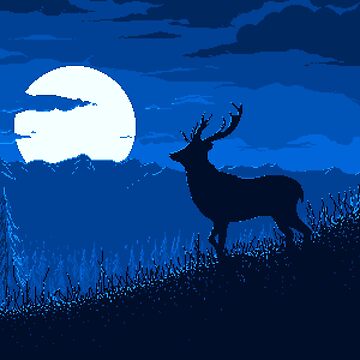 Artwork thumbnail, "The Lone Deer" - pixel art by Retroperks