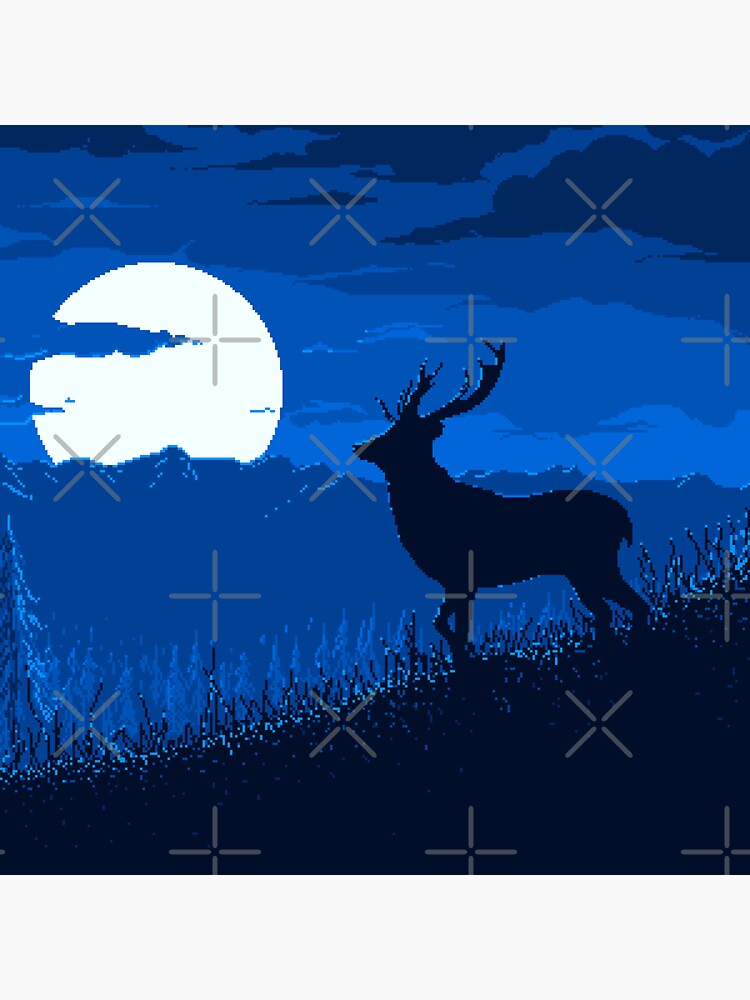 Thumbnail 3 of 3, Sticker, "The Lone Deer" - pixel art designed and sold by djspacegr.