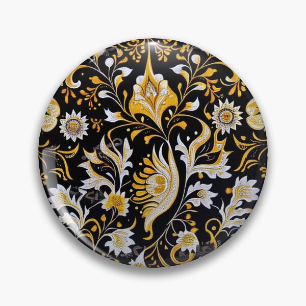 Item preview, Turkish Traditional Floral Pattern design In black and yellow designed and sold by m14arts.