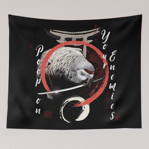 Item preview, Katana Samurai Ninja Grey Parrot Warrior Funny designed and sold by Alienphysique.