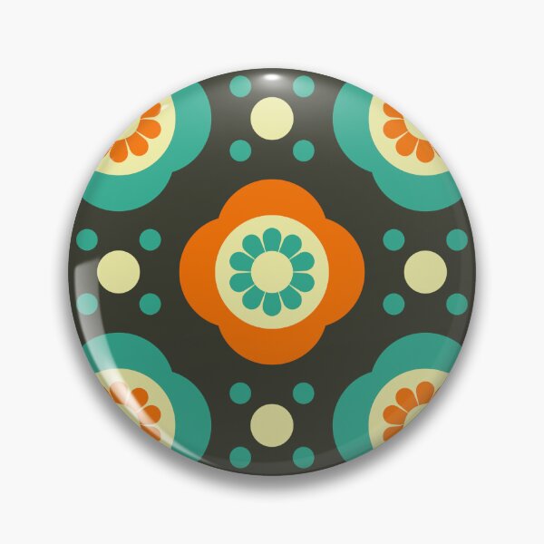 Item preview, 2370 - orange - blue retro daisies pattern designed and sold by RouCouCou.