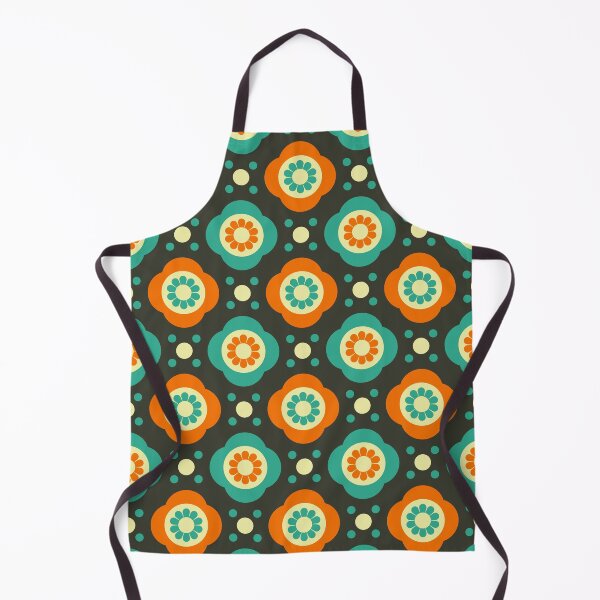 Item preview, 2370 - orange - blue retro daisies pattern designed and sold by RouCouCou.
