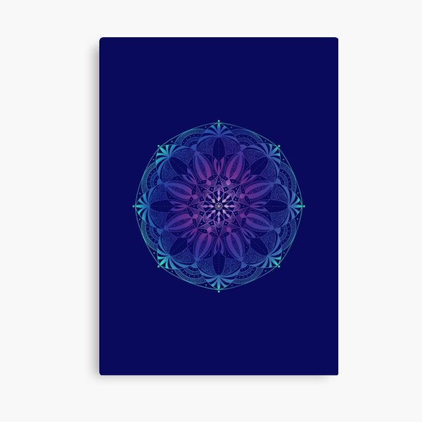 Blue hand-drawn mandala Canvas Print