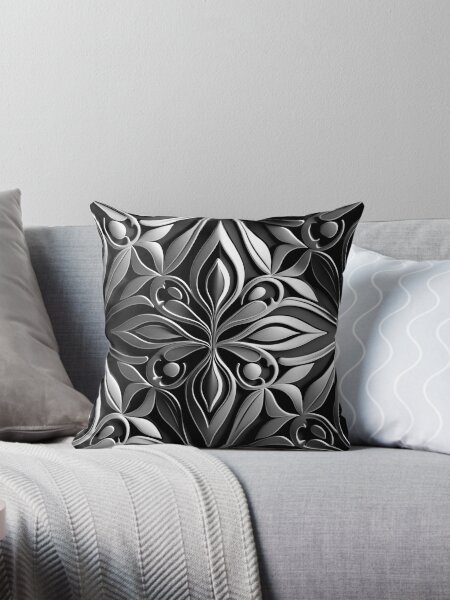 Black And Silver Pillows Cushions for Sale Redbubble