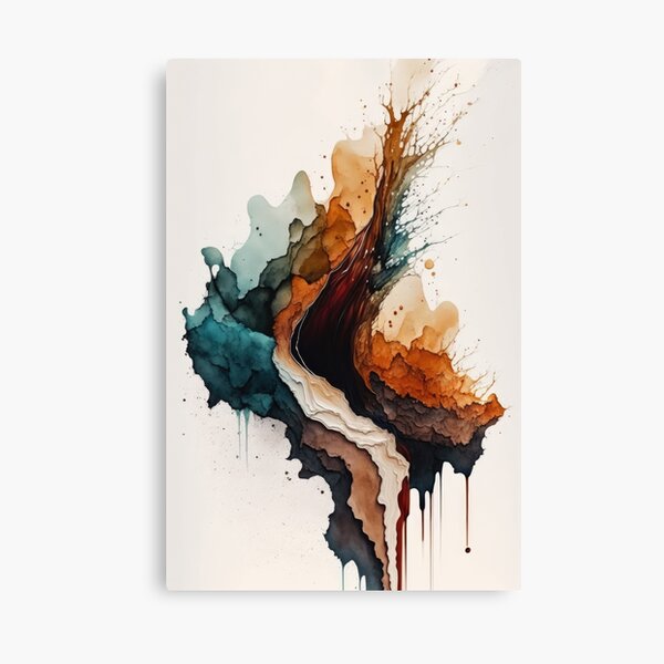 Earthy Symphony: Abstract acrylic ink painting Canvas Print for