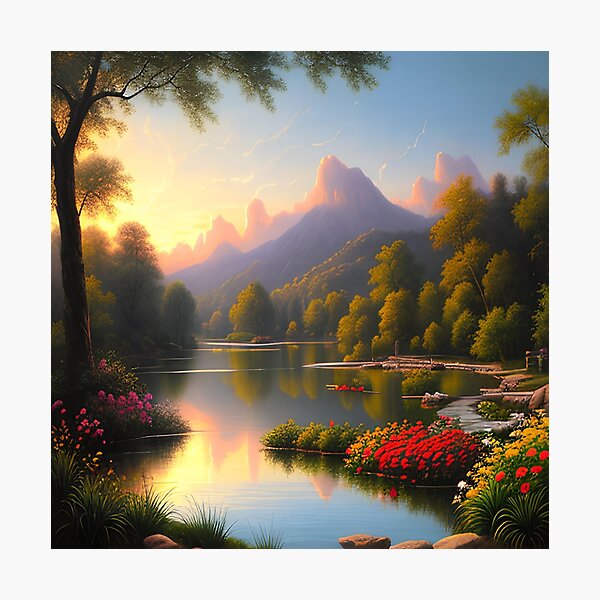 A Serene Duck Pond A Perfectly Peaceful Painting Photographic Print