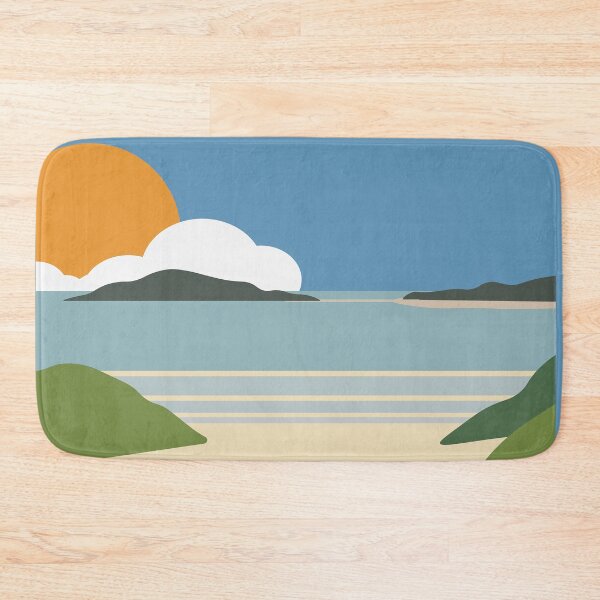 Item preview, Bantham beach Devon mid century style print designed and sold by TheArtfulBadger.