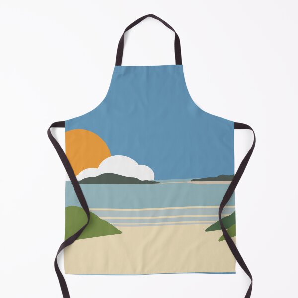 Item preview, Bantham beach Devon mid century style print designed and sold by TheArtfulBadger.