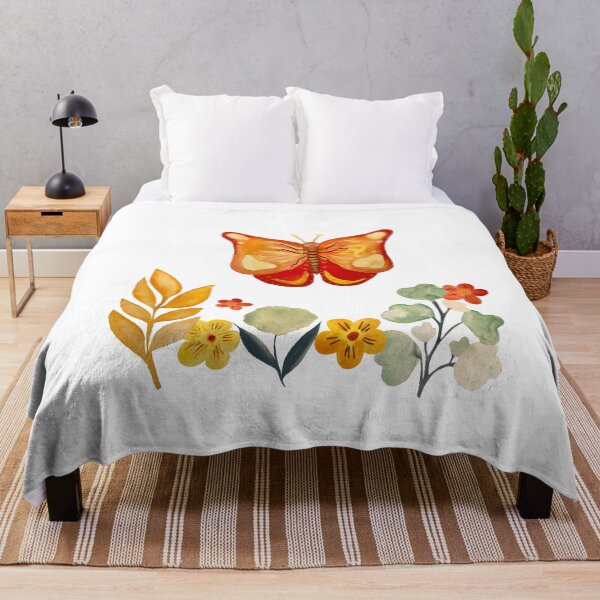 Item preview,  Butterfly leaves red flower design a watercolor designed and sold by Yana Mustafina | Boho Soulful Designs.