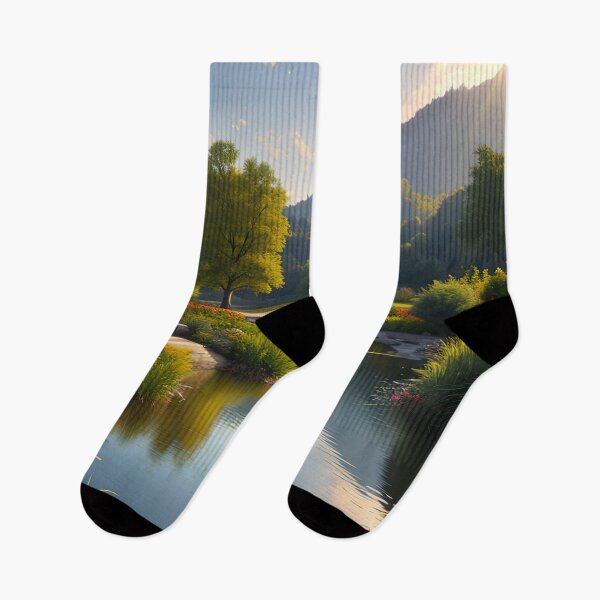 Artikelvorschau, An Idyllic Garden Scene Ducks, Flowers, and a Stunning Sunset entworfen und verkauft von D3monic.