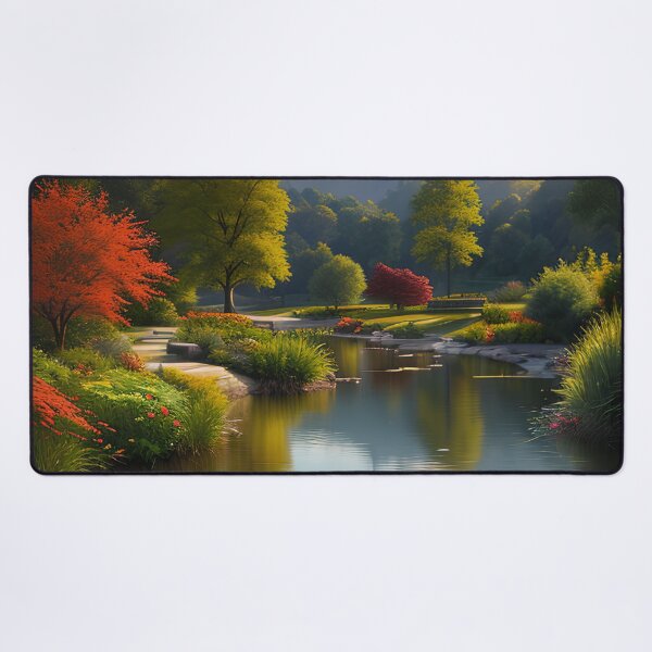 Item preview, An Idyllic Garden Scene Ducks, Flowers, and a Stunning Sunset designed and sold by D3monic.