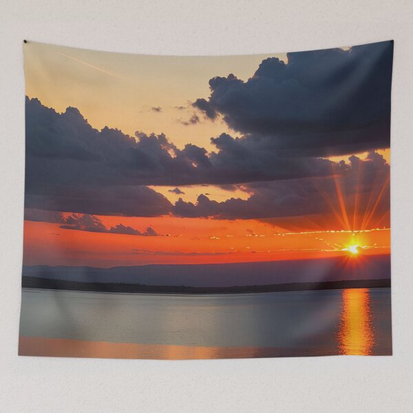 Item preview, Awe-Inspiring Skyline A Beautiful Sunset with Heavenly Light Rays designed and sold by D3monic.