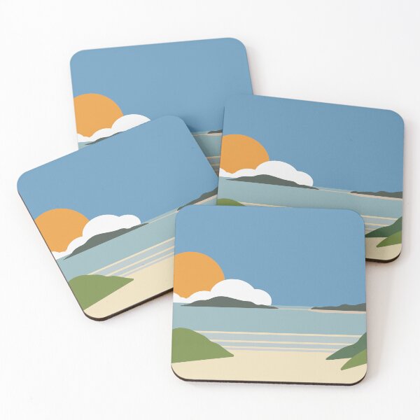 Item preview, Bantham beach Devon mid century style print designed and sold by TheArtfulBadger.
