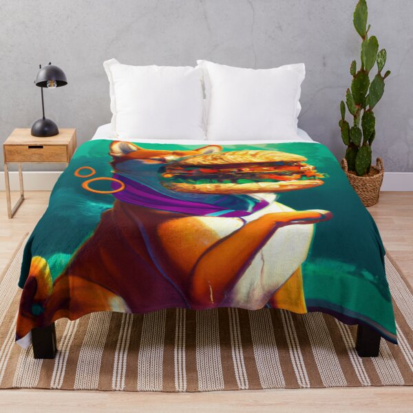 Item preview, Fortune-telling shiba inu reading your fate in a giant hamburger, digital art designed and sold by Berry Pink.