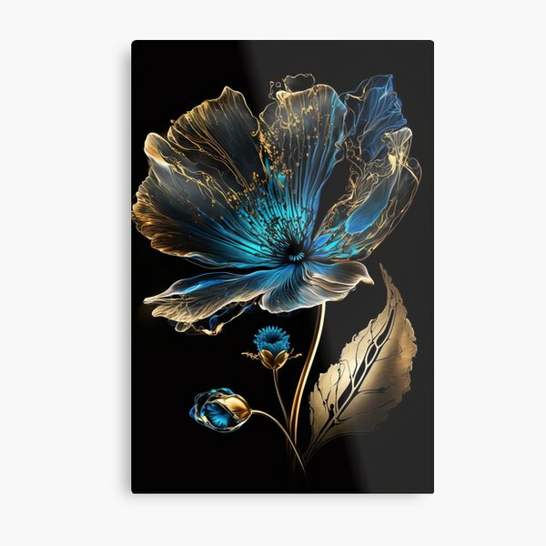 Blue Poppies Alcohol Ink Wall Art