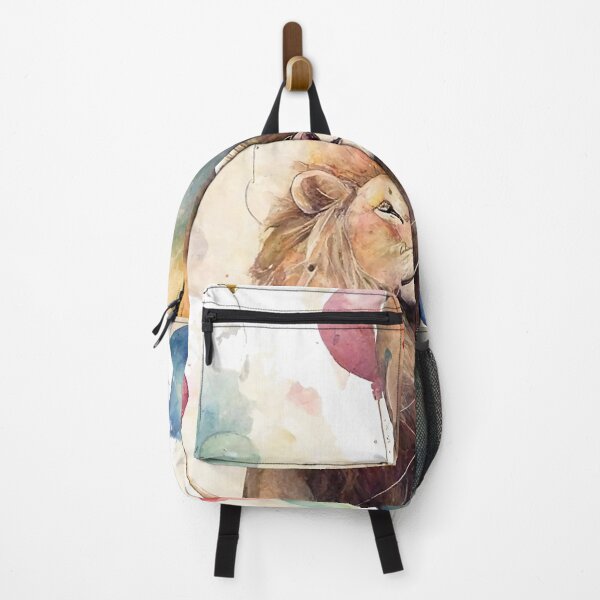 Item preview, Watercolor lion with colorful rainbow balloon designed and sold by inkdast.