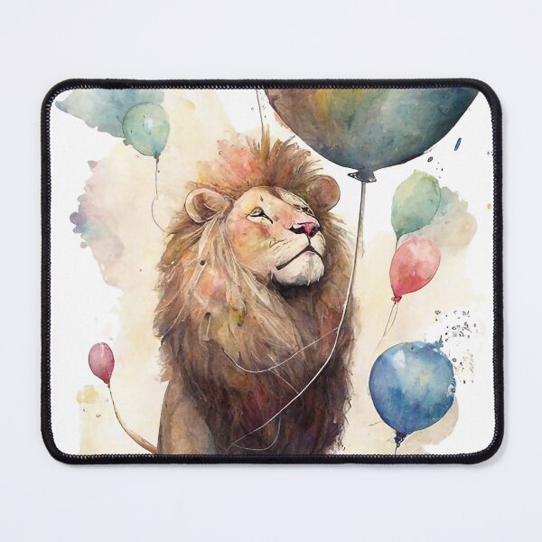 Item preview, Watercolor lion with colorful rainbow balloon designed and sold by inkdast.