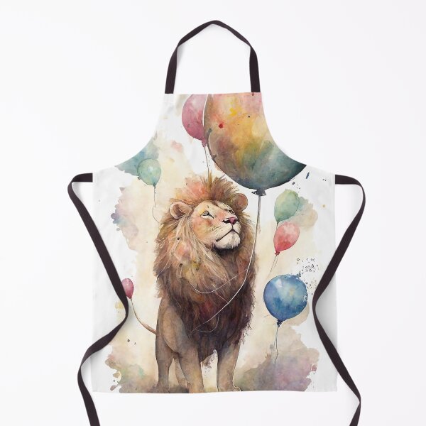 Item preview, Watercolor lion with colorful rainbow balloon designed and sold by inkdast.