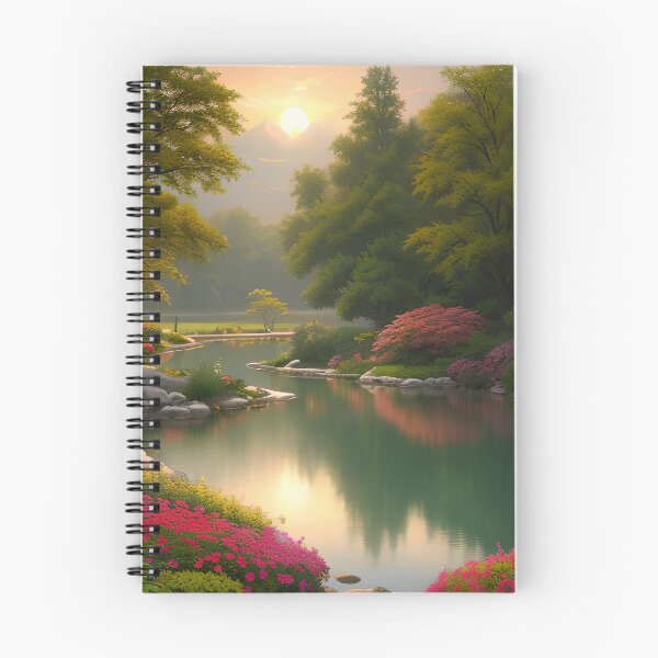 Item preview, Flower Garden Serenade A Calming Sunset Landscape designed and sold by D3monic.